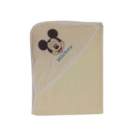   ABR Kapucnis frottír törölköző Mickey egér mintával 70x90cm  - Bézs