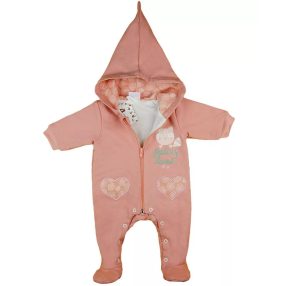   ABR Hosszú ujjú kapucnis pamut overál - Púder - Cica (68)