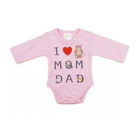 ABR Hosszú ujjú pamut body - Rózsaszín - Mom Dad (50)