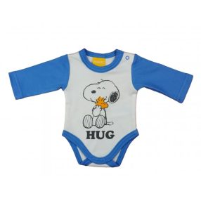 ABR Hosszú ujjú pamut body - Fehér-Kék - Snoopy (80)