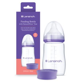   Lansinoh Cumisüveg 3h+ közepes folyású etetőcumival + fedéllel 240 ml