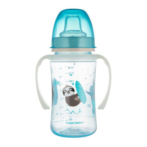 Canpol Babies Cseppmentes Szilikon tanulópohár világító fogantyúval 240ml (6h+) Exotic Animals - Kék