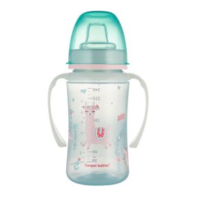   Canpol Babies Cseppmentes Szilikon tanulópohár világító fogantyúval 240ml (6h+) Exotic Animals - Zöld