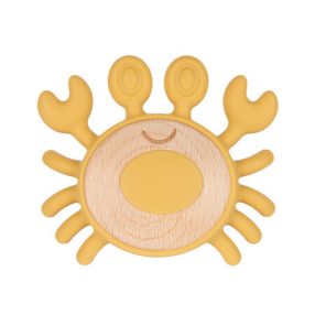 Canpol Babies Fa és szilikon rágóka - Rák - Sárga