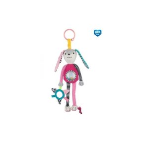   Canpol Babies Zig-Zag Plüss játék csörgővel és tükörrel - Rózsaszín