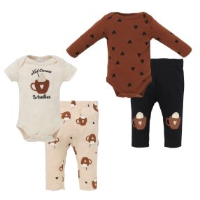   Foxy Baby Pamut Rövid és hosszú ujjú body + nadrág szett (62) - Forró csoki
