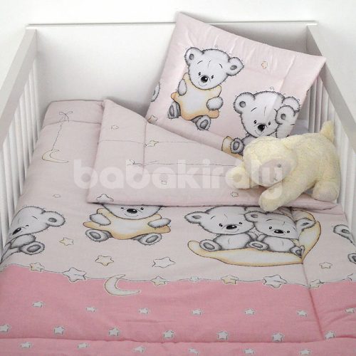 2 részes ágynemű szett- maci és hold - rózsaszín