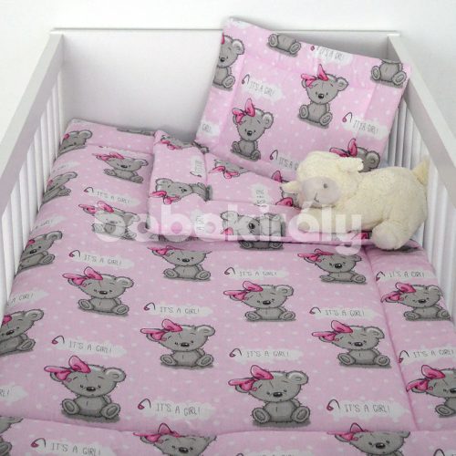 2 részes ágynemű szett - maci lány - rózsaszín