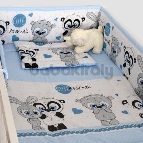 3 részes ágynemű szett - panda és nyuszi - kék