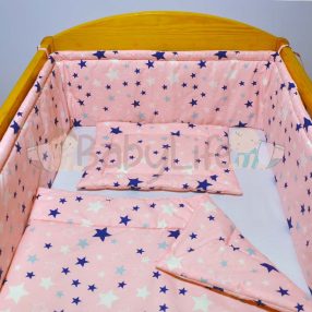 Ágynemű 3 részes - Csillagos - rózsaszín