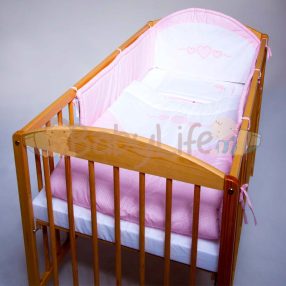 Ágynemű 3 részes - Rózsaszín pink pöttyös - hímzett