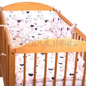 Ágynemű 3 részes - Szívecskés - rózsaszín