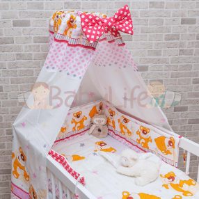 4 részes ágynemű szett balu maci - piros