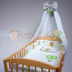 4 részes ágynemű szett bagoly - zöld