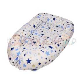 Babafészek - fehér alapon kék csillagok