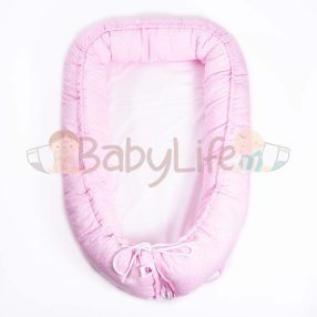 Babafészek rózsaszín - fehér pöttyös