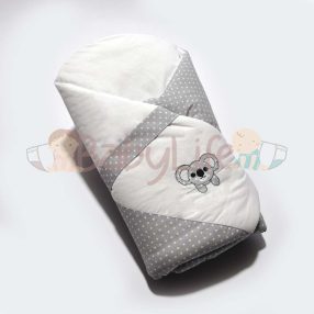 Kókuszpólya hímzett - koala - szürke pöttyös