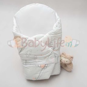   Kókuszpólya - nyuszi és maci lufikkal - szürke és rózsaszín