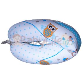 Szoptatós párna (kifli) - Bagoly - kék