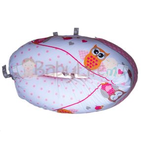 Szoptatós párna (kifli) - Bagoly - rózsaszín