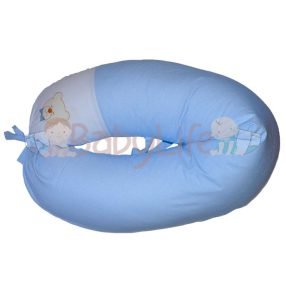 Szoptatós párna (kifli) Kék csíkos - hímzett