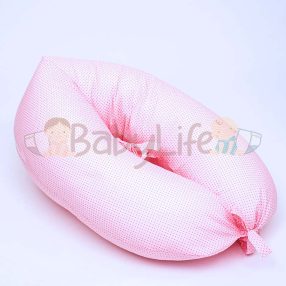 Szoptatós párna (kifli) Rózsaszín és pink pöttyös
