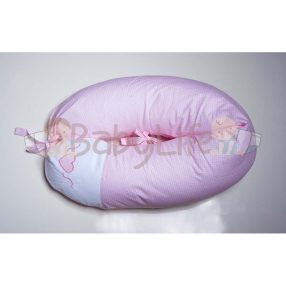   Szoptatós párna (kifli) Rózsaszín - pink pöttyös - hímzett