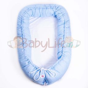 Babafészek XL - kék fehér pöttyökkel