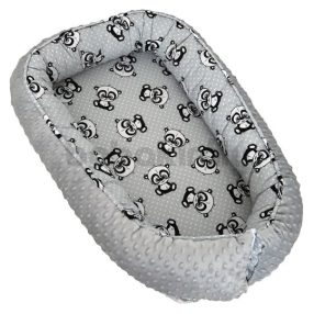 Minky babafészek - Apró pandás - Szürke