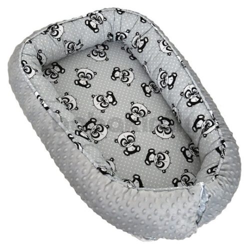Minky babafészek - Apró pandás - Szürke