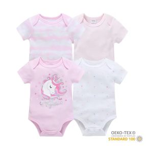   Foxy Baby Rövid ujjú pamut body szett (4db-os) ( 74 ) - Unikornis és csillagok