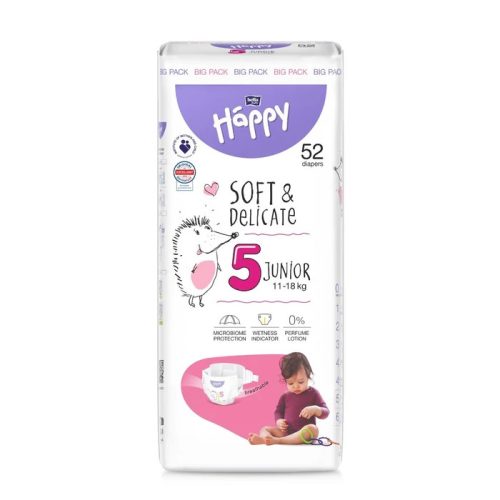 Bella Happy pelenka Soft & Delicate (5-ös) 11 - 18 kg (52 db/cs)