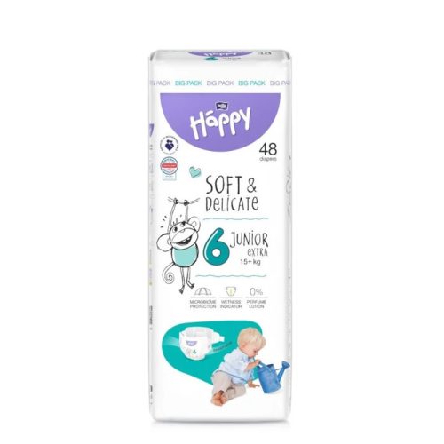 Bella Happy pelenka Soft & Delicate (6-os) 15 - 30 kg (48 db/cs)