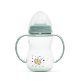   Lorelli My Friend Cumisüveg 0+-os cumival, Zöld méhecske Fogóval széles szájú 0+ hó (250 ml/db)
