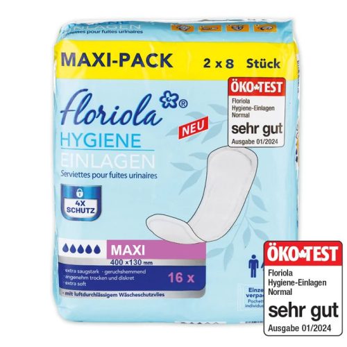 Floriola Lady Inkontinencia betét 38 cm, védőgáttal (méret: maxi) (16 db/cs)
