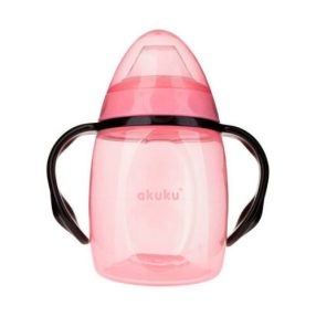   Akuku Tanulópohár szilikon itatócsőrrel+pótcsőrrel, rózsa-fekete (280 ml/db)