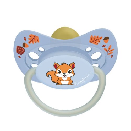 BabyBruin Játszócumi Mókus, kék, világító karika latex cseresznye (méret: 1) 0 - 6 hó