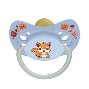   BabyBruin Játszócumi Mókus, kék, világító karika latex cseresznye (méret: 2) 6 -36 hó