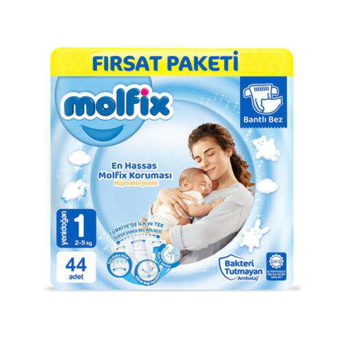 Molfix pelenka Newborn, megújult csomag (1-es) 2 - 5 kg (44 db/cs)