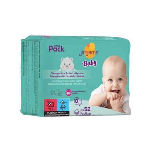 JimJams Popsitörlő Megapack kupakos illatmentes sensitive (156 db/cs)