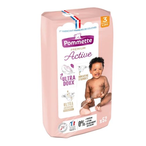 Pommette Premium Active pelenka gumisderekú (3-as) 4 - 9 kg (52 db/cs)