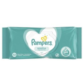   Pampers Popsitörlő megújult illatmentes sensitive (52 db/cs)