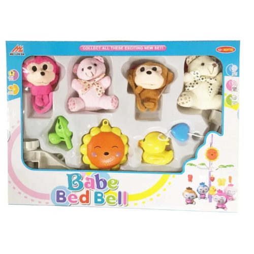 Babé Bed Bell Zenélő forgó Plüss macik és majmócák, felhúzós
