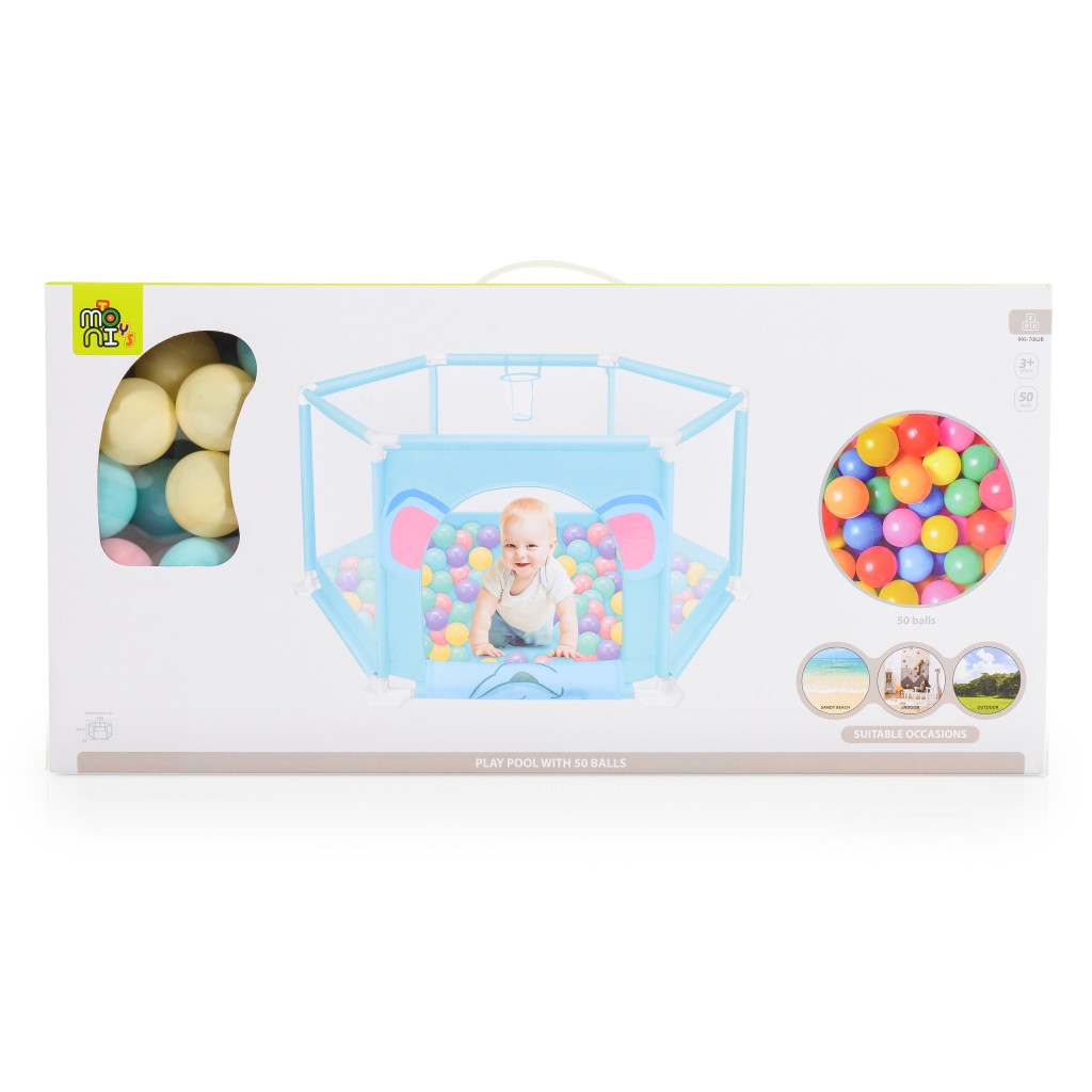 Moni Toys Labdamedence 50db színes labdával 146x65,5cm - Rózsaszín - Nyuszi