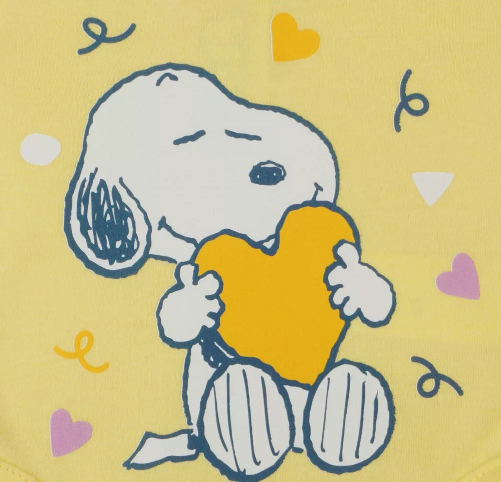 ABR Hosszú ujjú pamut body - Sárga - Snoopy (80)