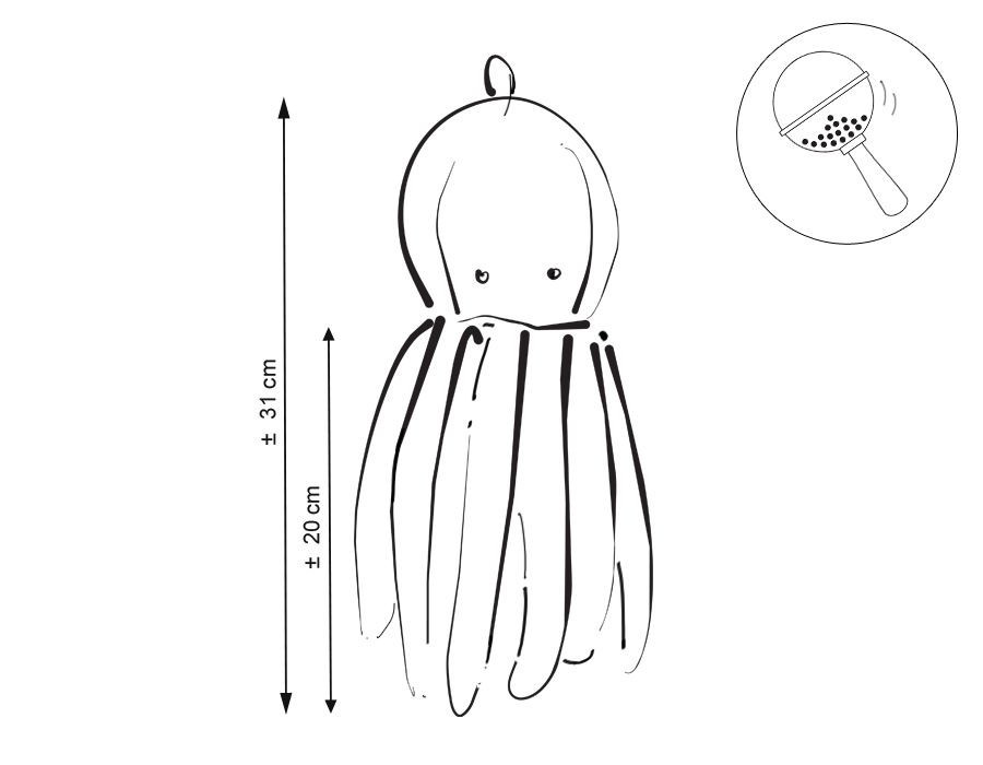 BabyLion Prémium Kis minky ölelő polip (31 cm) - Fehér