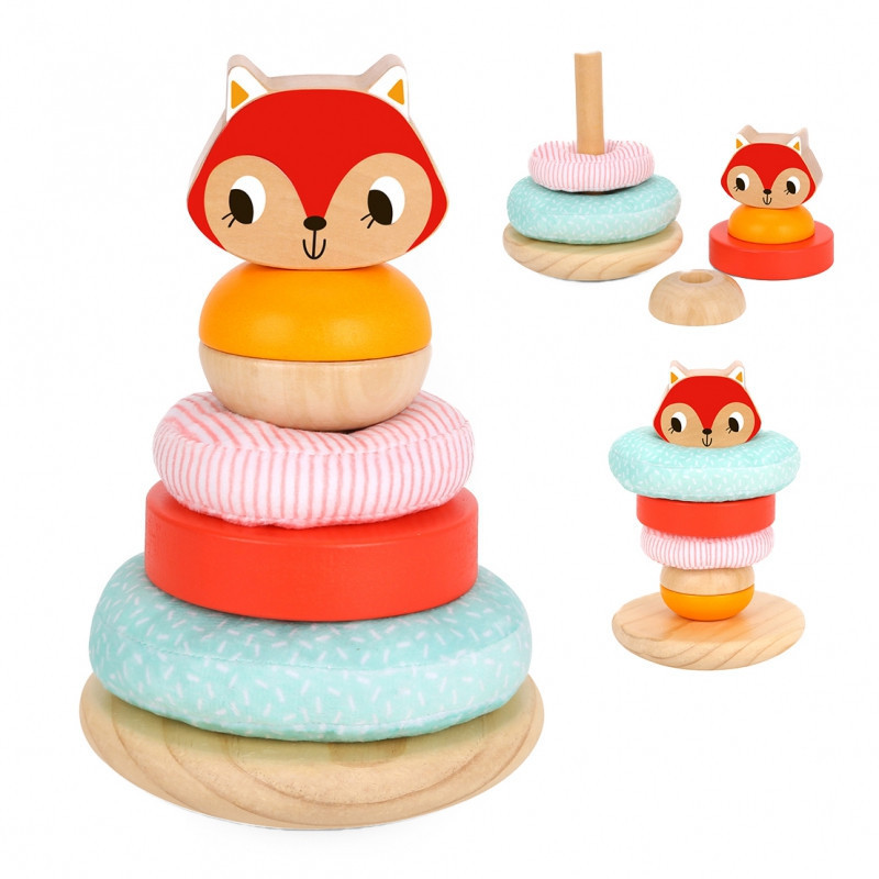 Tooky Toy toronyépítő fa játék 7db-os - Róka Tooky Toy toronyépítő fa játék 7db-os - Róka