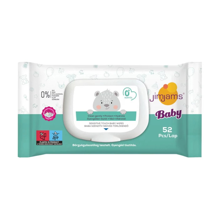 JimJams Popsitörlő kupakos illatmentes sensitive (52 db/cs)